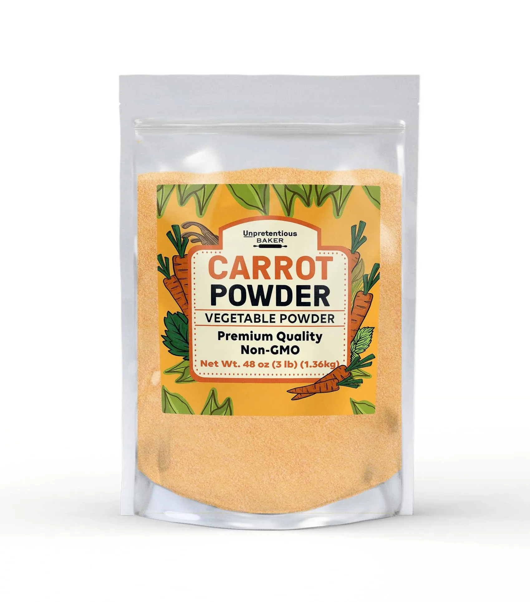 Unpretentious Carrot Powder, 3lb, Beta-Carotene, Bulk Size, Cooking and Baking