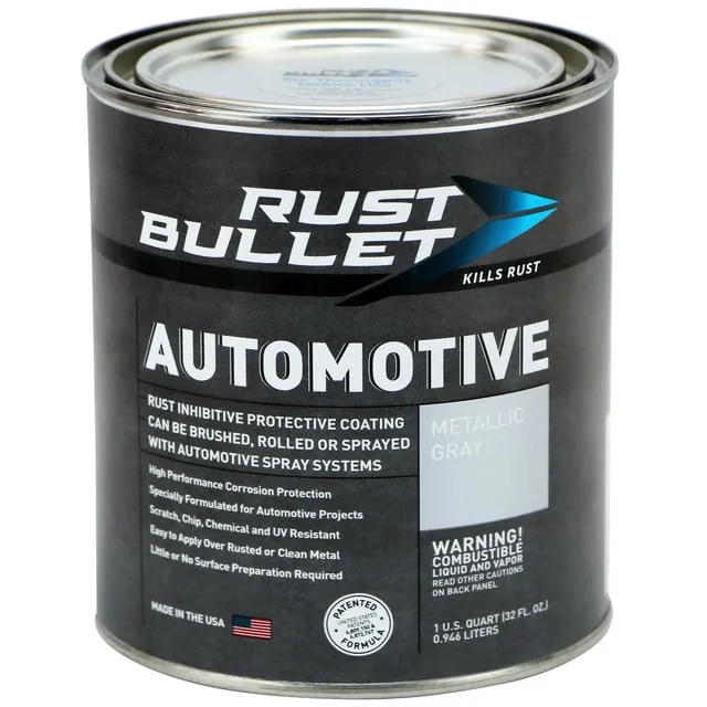 Rust Bullet - Automotive - Rust Inhibitor Rust Paint - Quart Metallic Gray