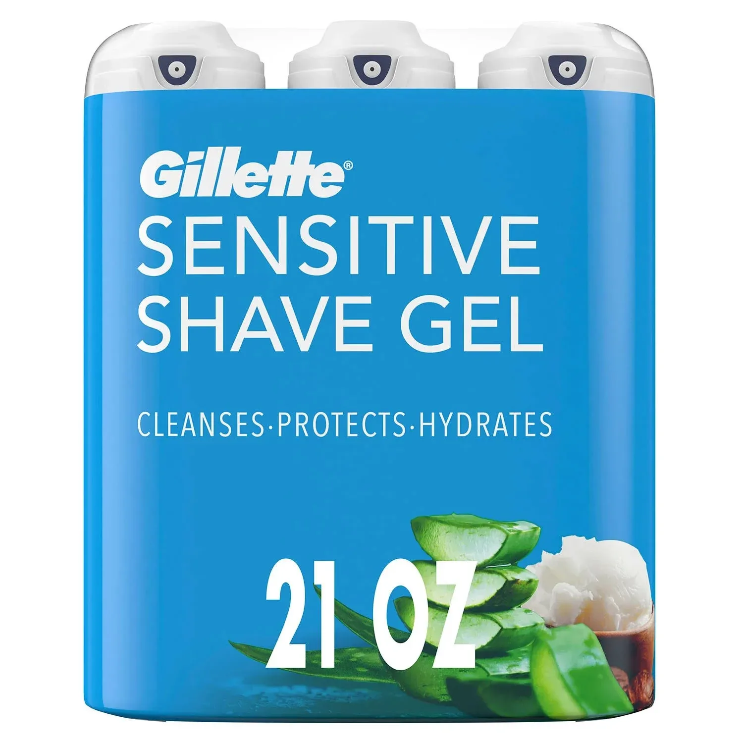 Gillette Sensitive Shave Gel with Aloe &amp; Shea Butter, 7 Ounce (Pack of 3)