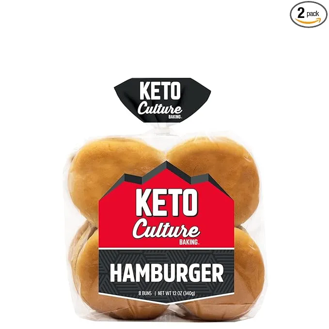 Keto Hamburger Buns by Culture Baking Made in USA,8 Count (Pack of 2)