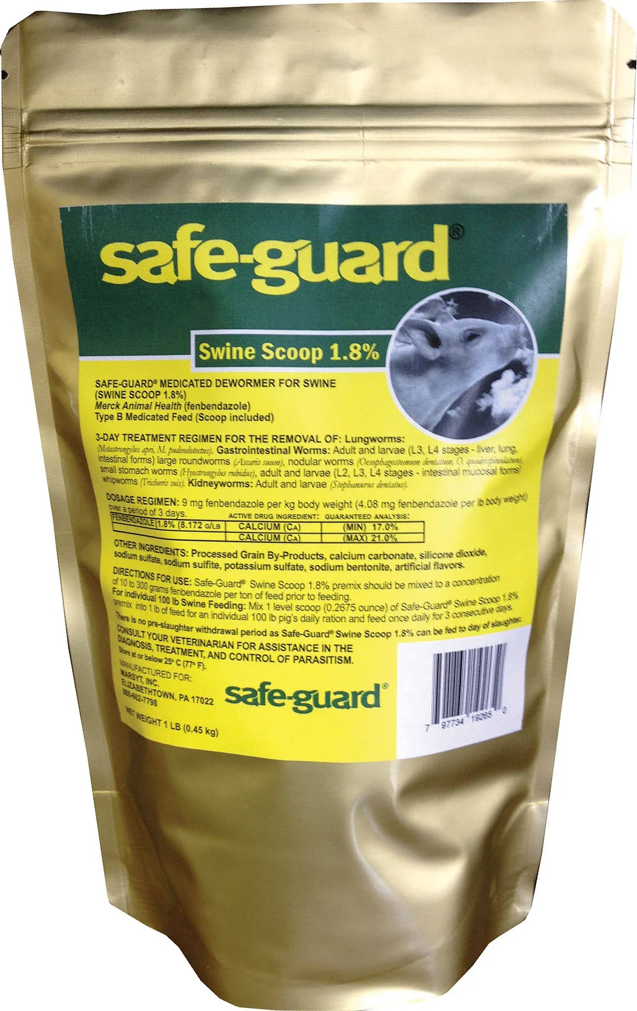 MERCK ANIMAL HEALTH MFG 184311 1 LB Safe-Guard 1.8% Swine Scoop