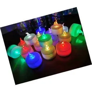 LANKER 24 Pack LED Tea Lights Candles – 7 Color Changing Flameless Tealight Candle – Long Lasting Battery Operated Fake Candles – Decoration for Wedding, Halloween and Christmas (Multi-Color -24pcs)