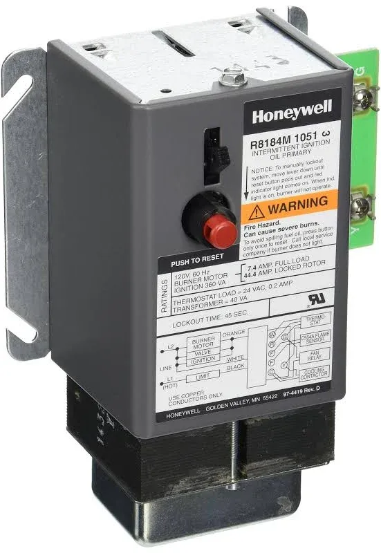 Honeywell R8184M1051 Relay Oil Burner Control 45 Sec