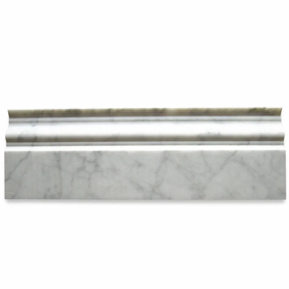 Stone Center Online Carrara White Marble 4x12 Baseboard Crown Molding Honed Kitchen Bath Wall Floor Backsplash Shower (1 Piece)