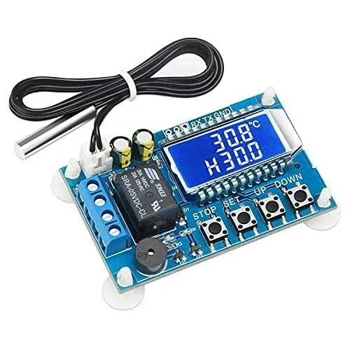 DROK Electronic Thermostat Controller, DC 6-30V 24V Digital Temperature Control Board -50 to +110 Degree Celsius High Accuracy LCD Digital Micro Temp Control Switch Module with Waterproof Sensor Probe