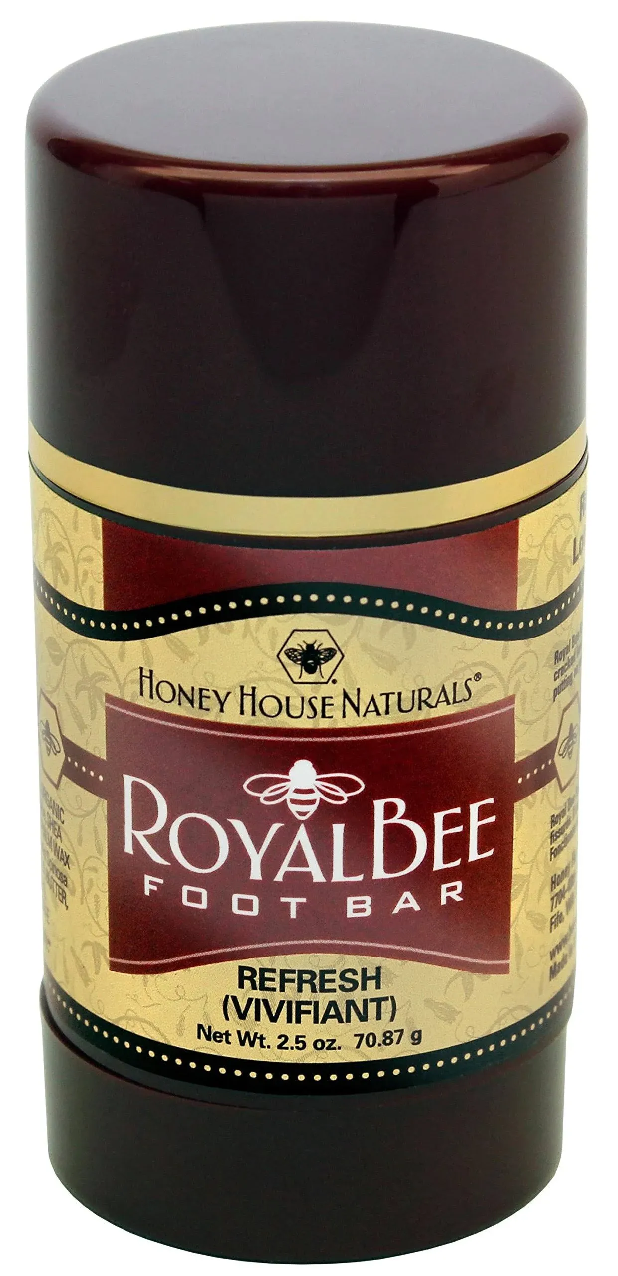 Honey House Naturals Royal Bee Foot Bar – 2.5 Ounce Twist Up Tube – All Natural Ultra Moisturizing, Odor Eliminating, Essential Oil Infused – Made in USA (Relax)