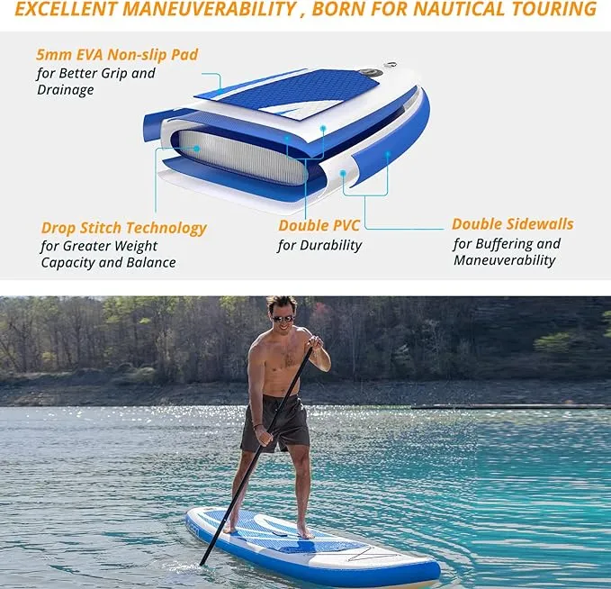 Akaso Inflatable Stand-up Paddleboard, Yoga Sup with Backpack, Non-Slip Deck ...