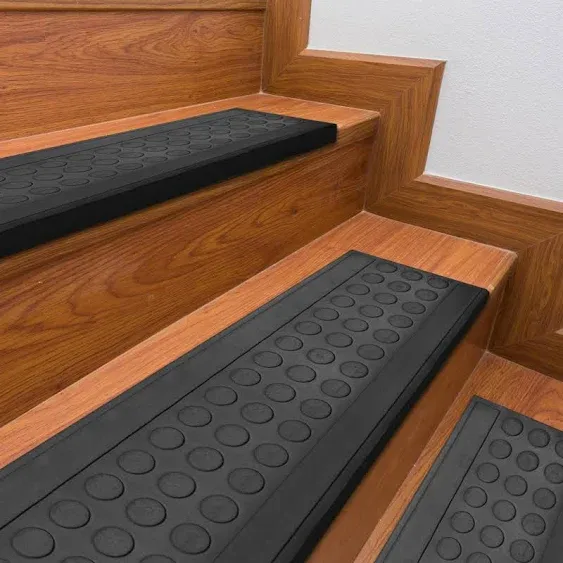 Ottomanson Waterproof Low Profile Non-Slip Indoor/Outdoor Rubber Stair Treads