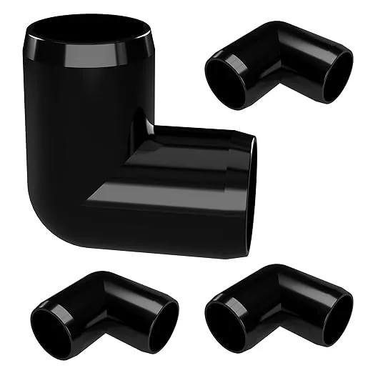 1&#034; 90-Deg PVC Elbow Fitting, Black (4-PK) FORMUFIT Furniture Grade, Made in USA