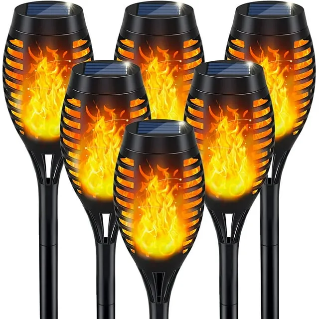 8Pack Outdoor Christams Decorations, Multicolor Solar Christmas Lights Outdoor Waterproof, 12LED Solar Torch Lights Outdoor with Color Flickering Flame for Outside Christmas Yard Pathway Decor