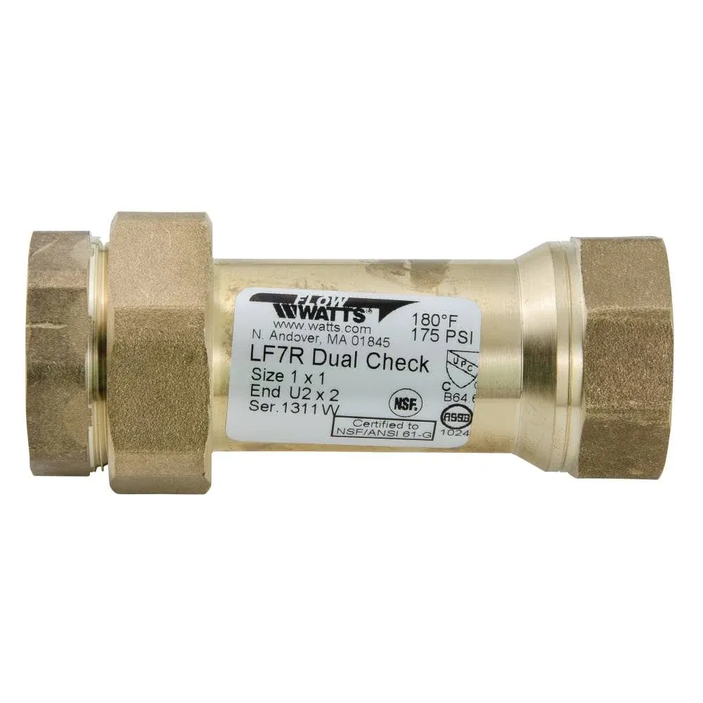 Watts Dual Check Valve,Copper Alloy,1/2 inch,FNPT LF7RU2-2