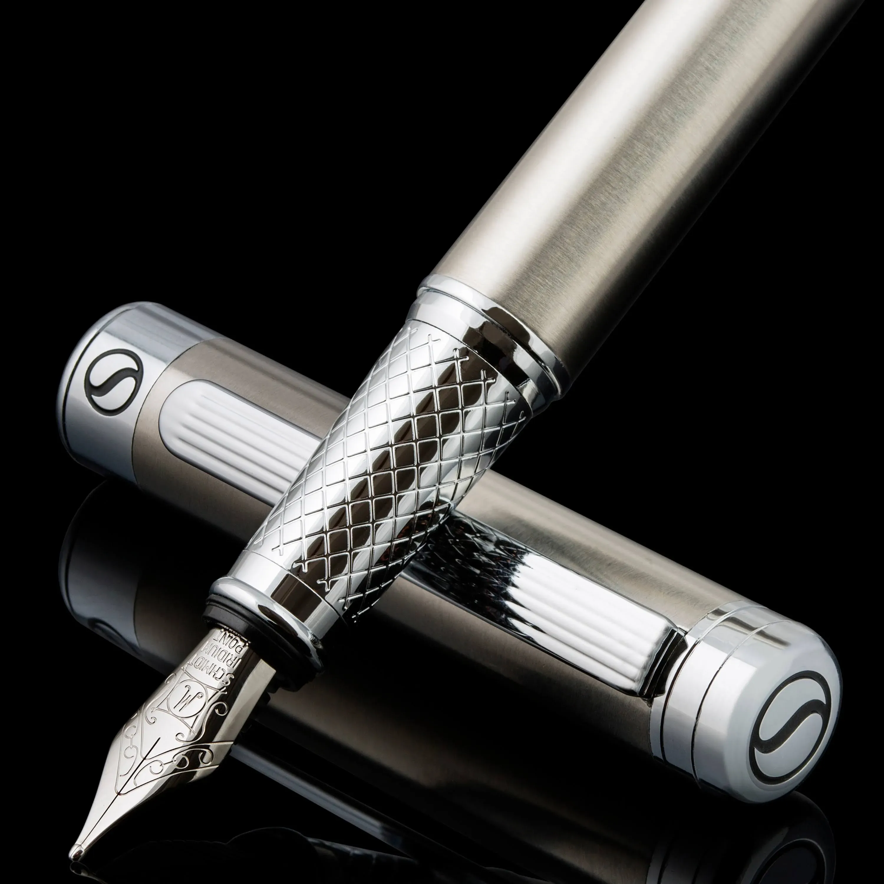 Scriveiner Stainless Steel Fountain Pen Stunning Luxury Pen with Steel Finish