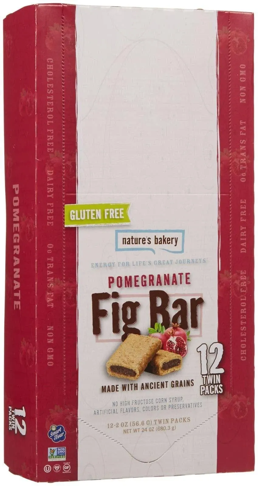 Nature&#039;s Bakery Gluten Free Fig Bars Pomegranate 1- 12 Count Box of 2 oz Twin...