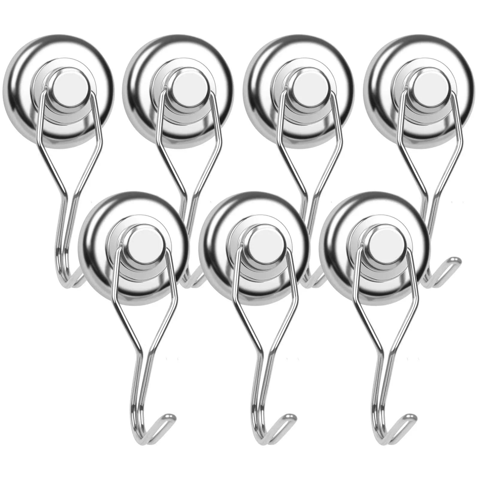 DIYMAG Swivel Swing Powerful Magnetic Hooks, 100LB (7 Pack) 32mm 7P, Silver 