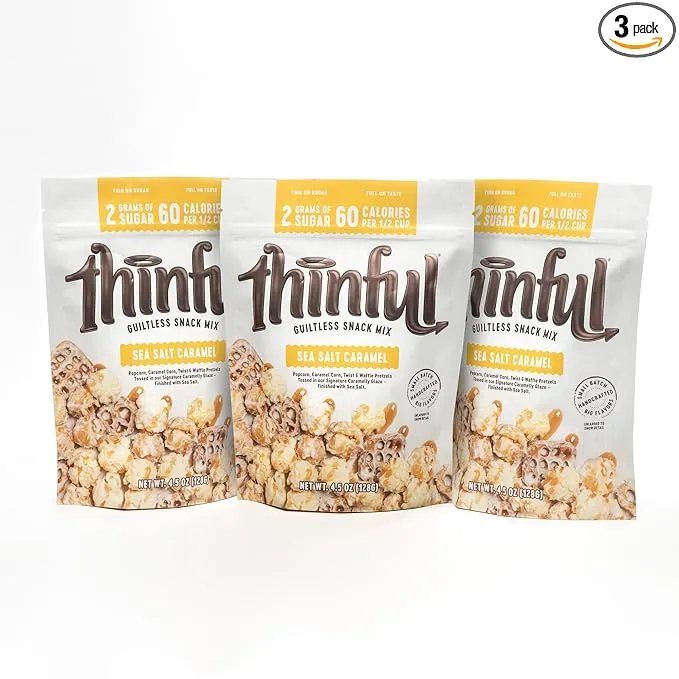 Thinful Sea Salt Caramel Gourmet Popcorn, Caramel Corn, and Pretzel Snack Mix, A ...