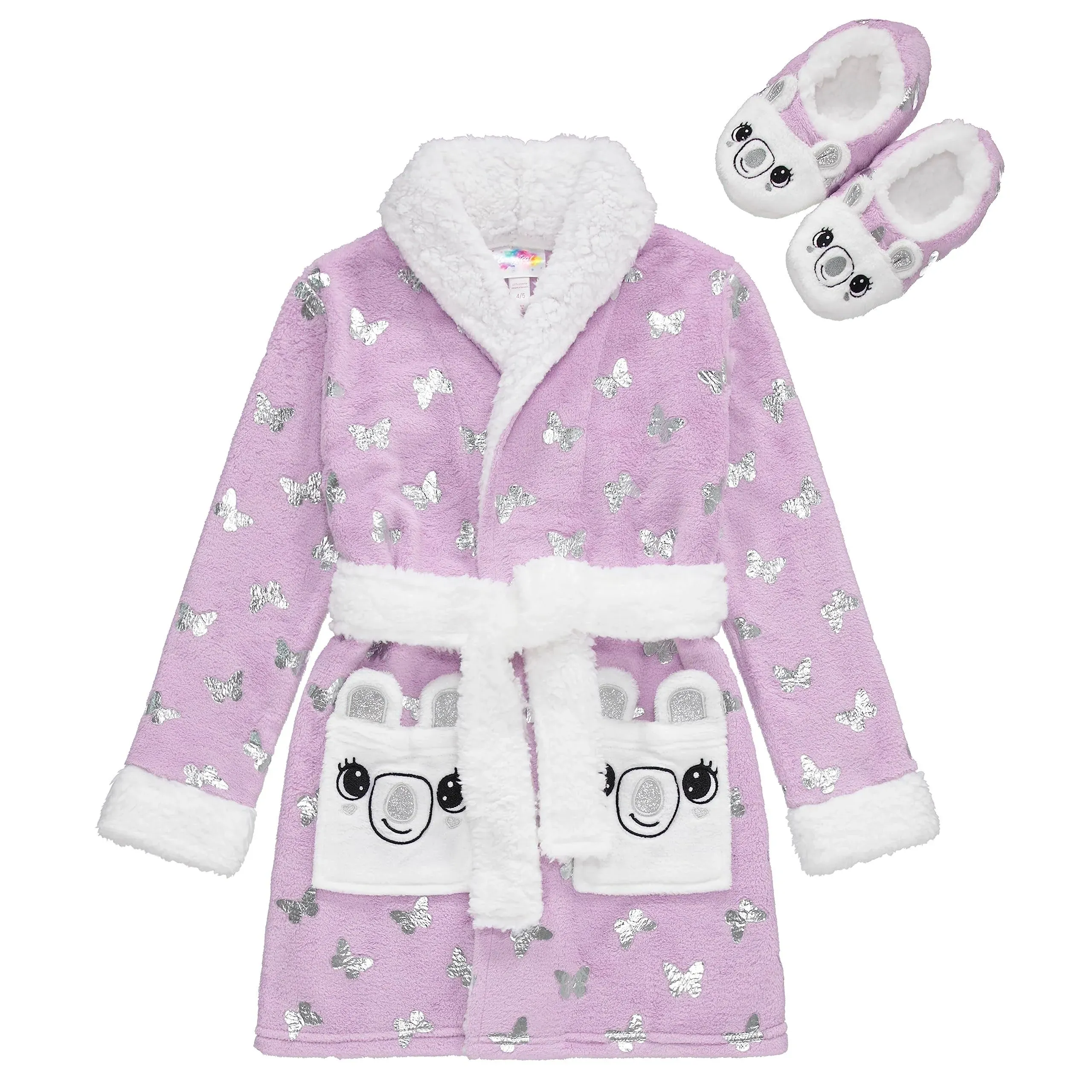 Btween Girl's 7/8 Soft Plush Bathrobe, Snow Purple, Size: 7-8