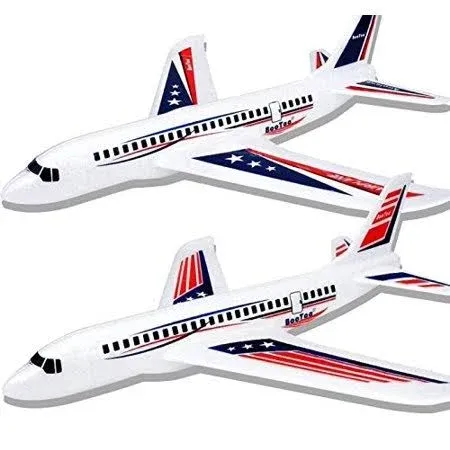 BooTaa Toy Airplanes, 2 Pack 20" Airplane Toys, Outdoor Kids Toys, Large Foam Plane Glider, Outside Toys, Birthday Gifts/Toys for 3 4 5 6 7 8 9 10 Year Old Boys Girls, Outdoor Yard Games for Kids