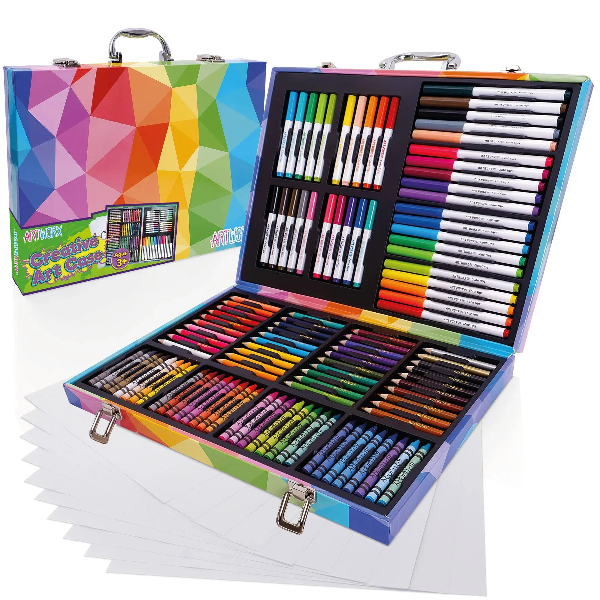 Artworx Kids Coloring Set - 122 Assorted Art Pieces &amp; Carry Case - Coloring K...