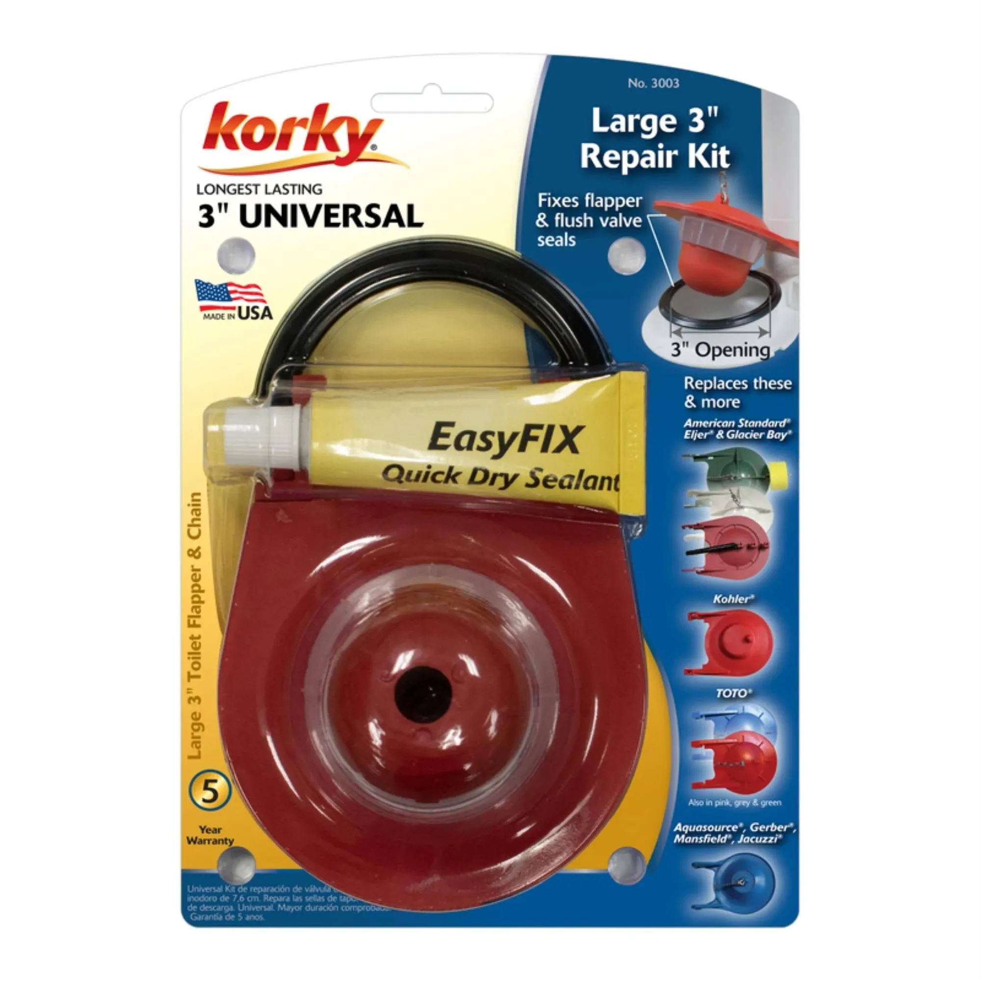 Korky EasyFix Toilet Flapper Repair Kit  Universal 3 in.