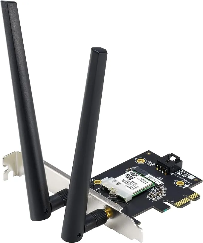 ASUS AX1800 PCIe WiFi Adapter (PCE-AX1800) - WiFi 6, Bluetooth 5.2, Ultra-Low Latency Wireless, 2 External Antenna, Supporting Total Data Rate up to 1800Mbps, WPA3 Network Security, OFDMA and MU-MIMO