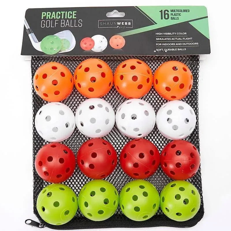 Practice Golf Balls (16-Pack) Limited-Flight Foam Golf Balls to Improve Your Swing - Dent Resistant Yellow Golf Balls Practice - Perfect for Indoors, Basement & Backyard. Perfect for Men and Kids.