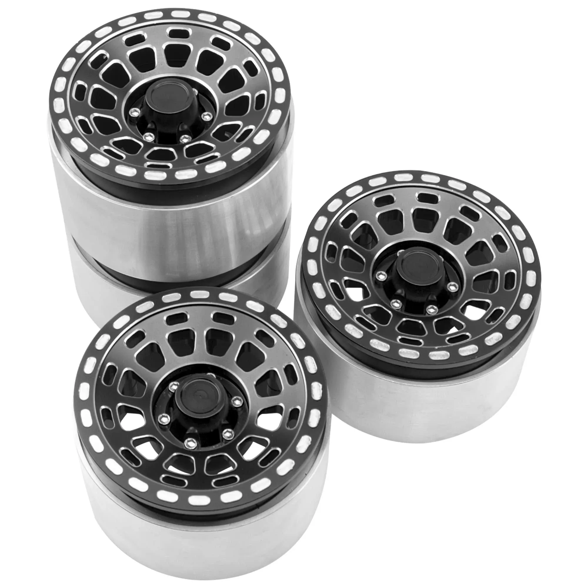 4Pcs ShareGoo Metal 1/6 RC Crawler 2.9&#034; Beadlock Wheel Rims 17mm Hex Compatib...