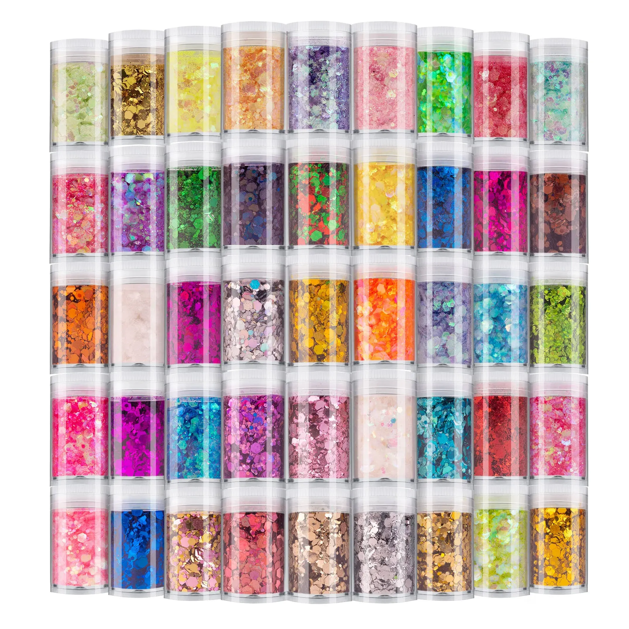 Holographic Chunky and Fine Glitter Mix, 45 Colors Festival Sequins & 