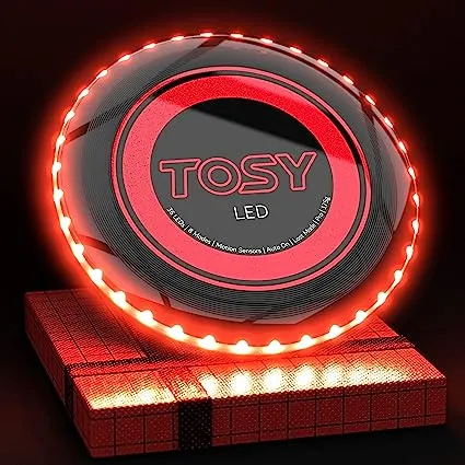 TOSY 36 & 360 LED Flying Disc - Extremely Bright, Smart Auto Light Up, 175g Frisbee, Rechargeable, Patent-Pending, Gift for Adult/Men/Boys/Teens/Kids, Birthday, Lawn, Outdoor, Beach & Camping Games