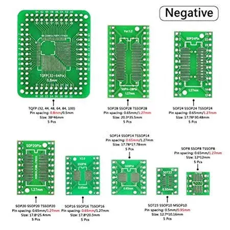 Qlouni 40pcs PCB Proto Boards SMD to Dip Adapter Plate Converter TQFP (32 44 48 ...