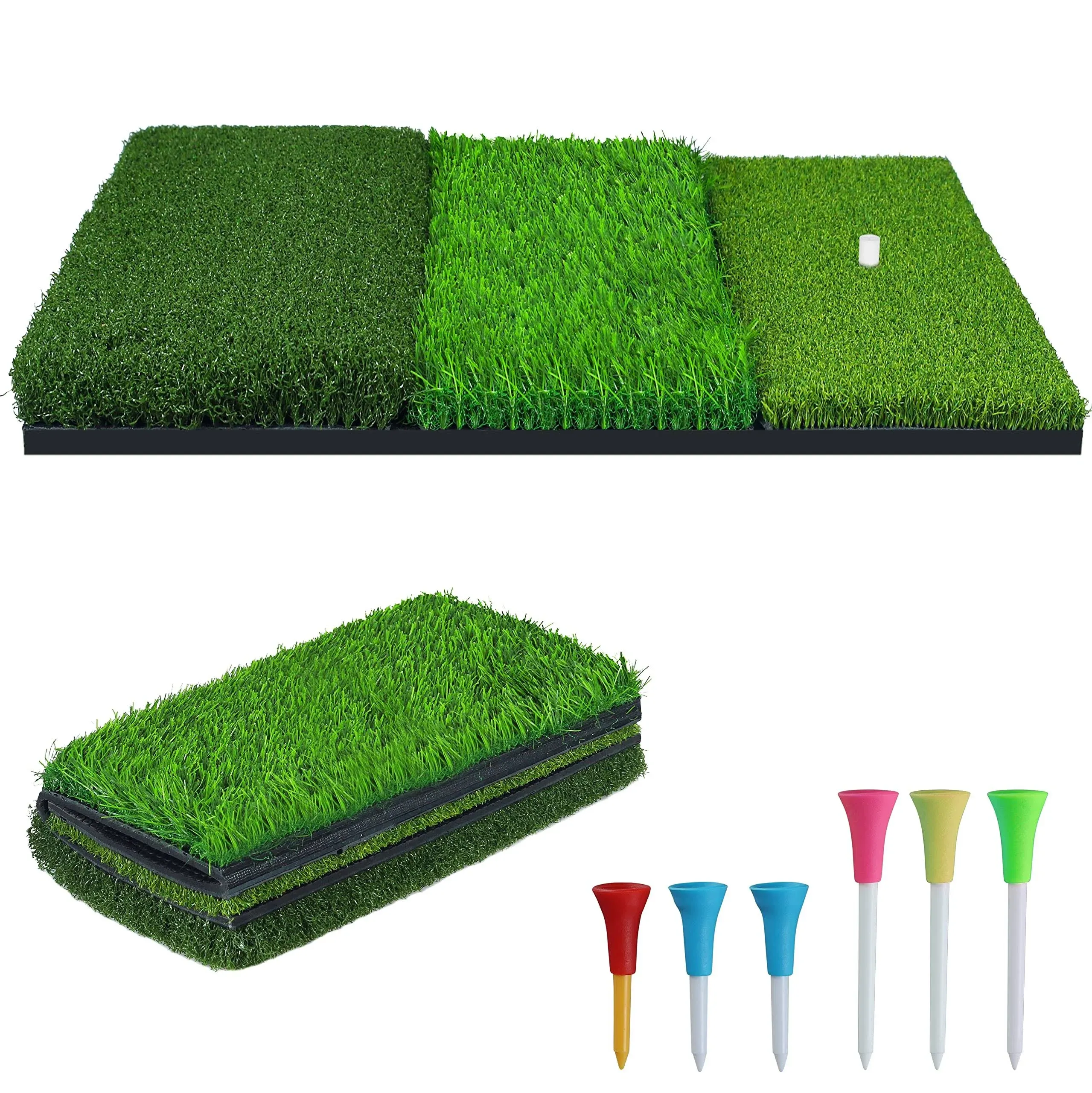 NEWCARE Golf Hitting Mat, 3-in-1 Foldable Grass Mat, Tri-Turf  Assorted Styles 