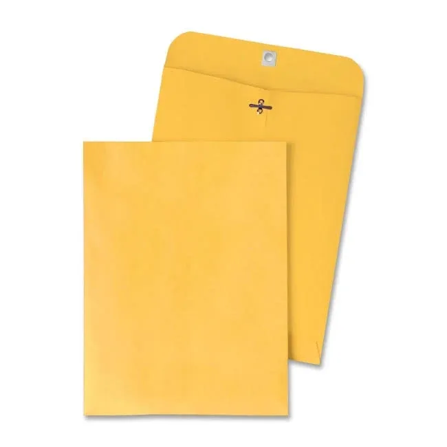 Clasp Envelope, 28 lb Bond Weight Kraft, #95, Square Flap, Clasp/Gummed Closure, 10x12, 100PK