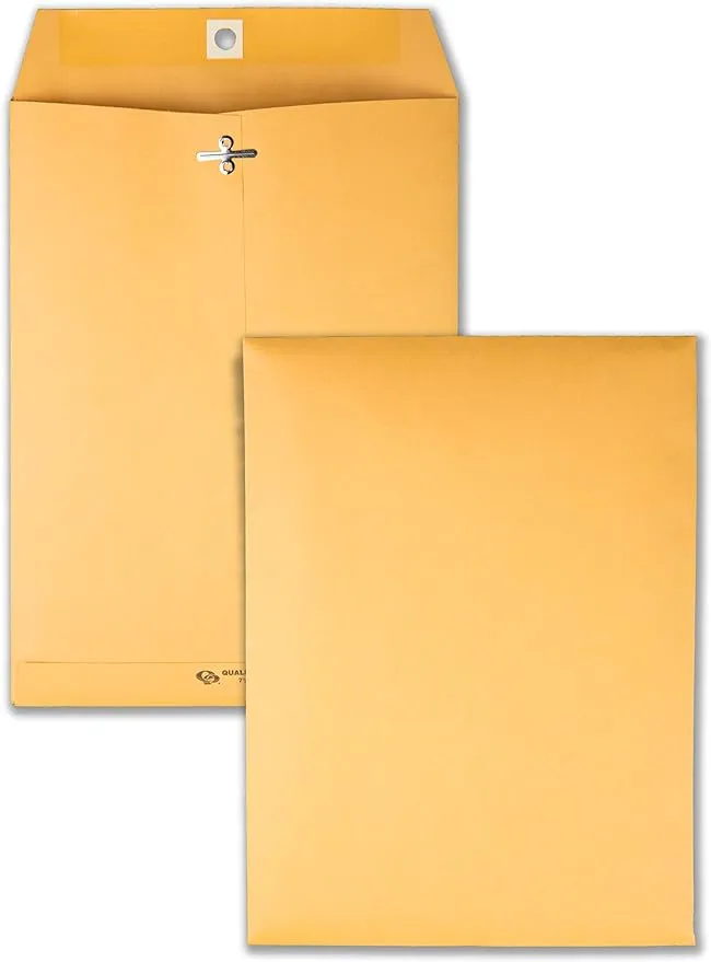 Quality Park Clasp Envelope 11 1/2 x 14 1/2 Brown Kraft 100 Box