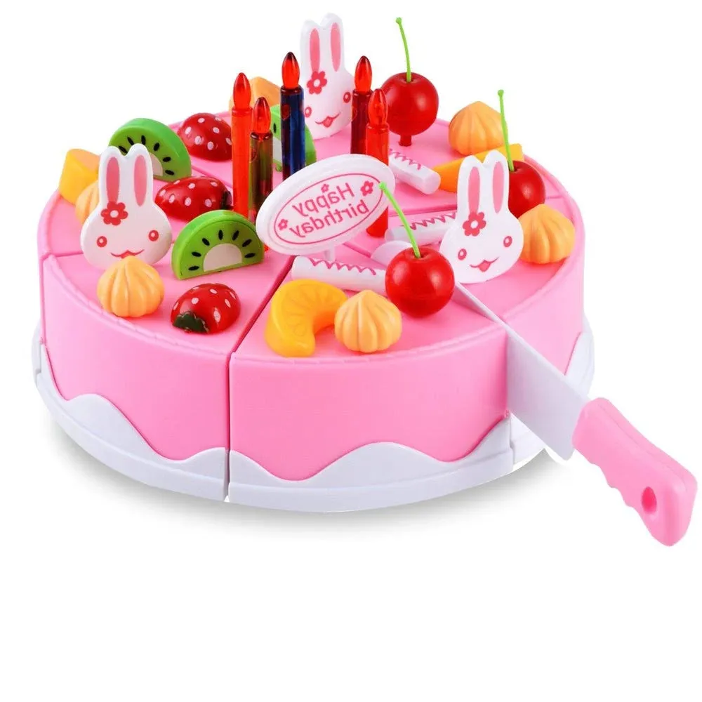 BigNoseDeer Play Birthday Cake Children's Day Gift Play Food Toy Set DIY Cutting ...