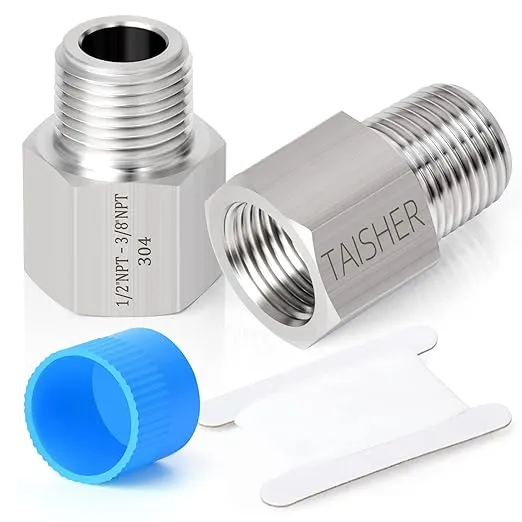 TAISHER 2PCS Forging of 304 Stainless Steel Pipe Fitting, Reducer Adapter, 3/8-Inch Male Pipe x 1/2-Inch Female Pipe