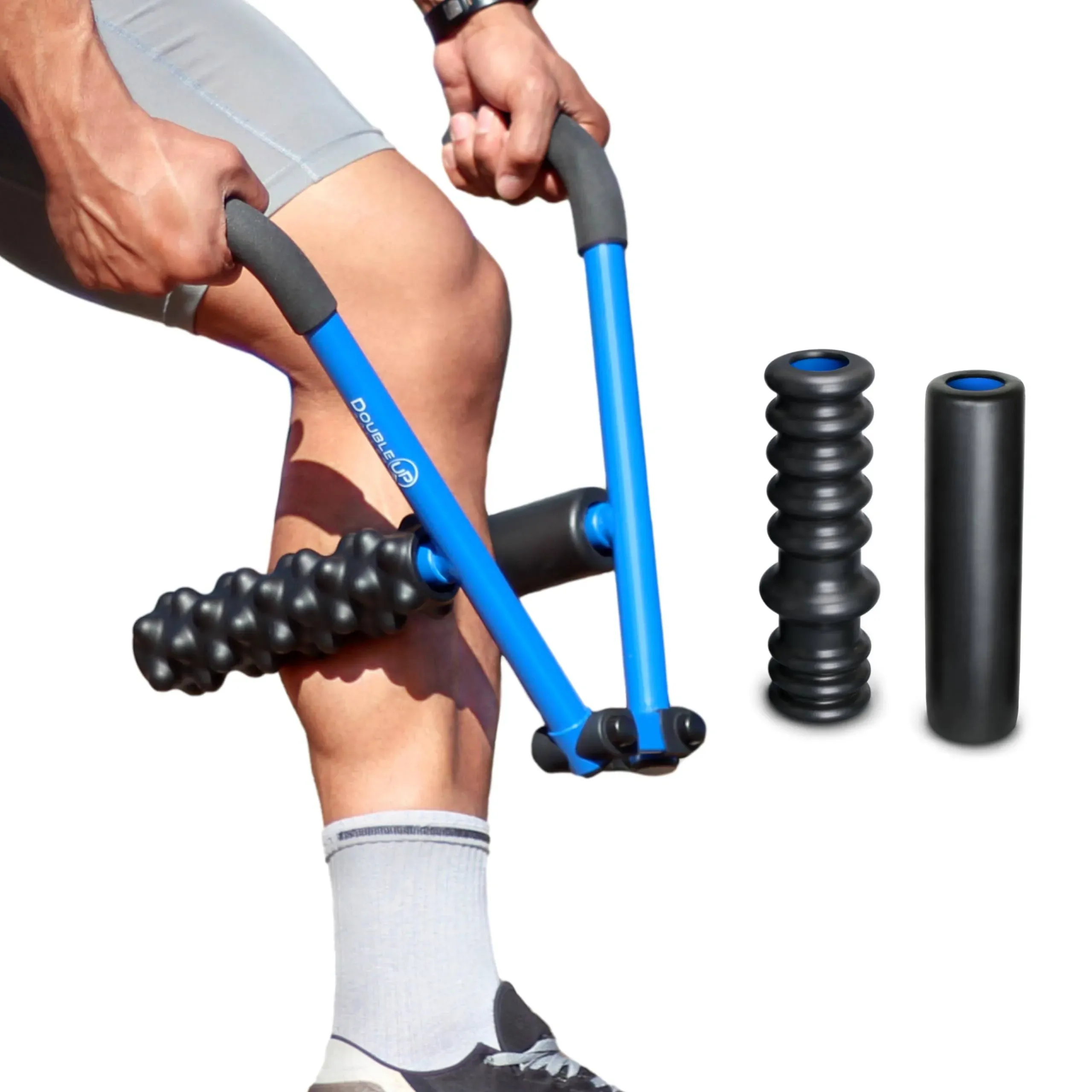 DoubleUP Roller Therapy Kit - Muscle Massager with Lever-Action Pressure Control and Quick-Change Rollers