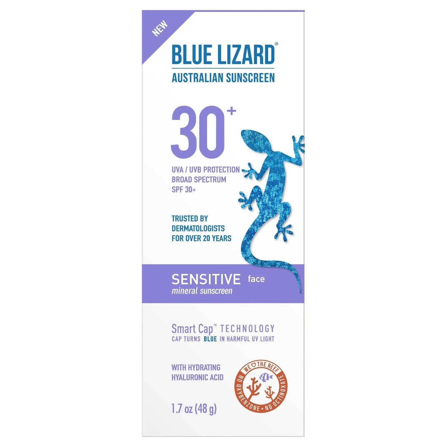 Blue Lizard SENSITIVE FACE Mineral Sunscreen with Zinc Oxide and Hydrating Hyalu