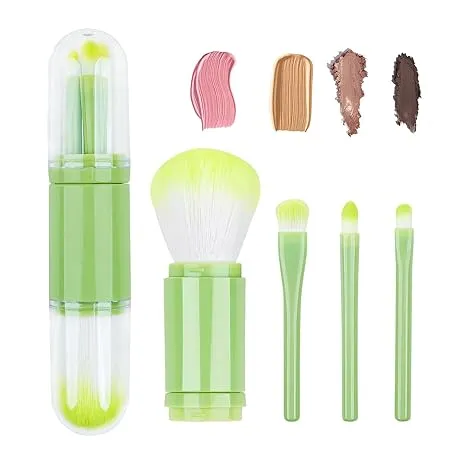 Mini Makeup Brush Travel Set 4 in 1 Portable Telescopic Brush Highlight Brush