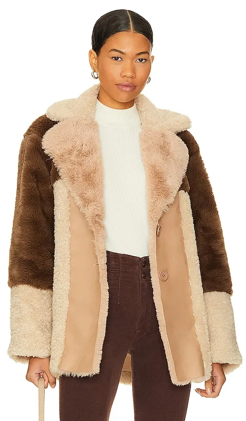 Steve Madden Willow Multi Faux Fur Coat, X-Small