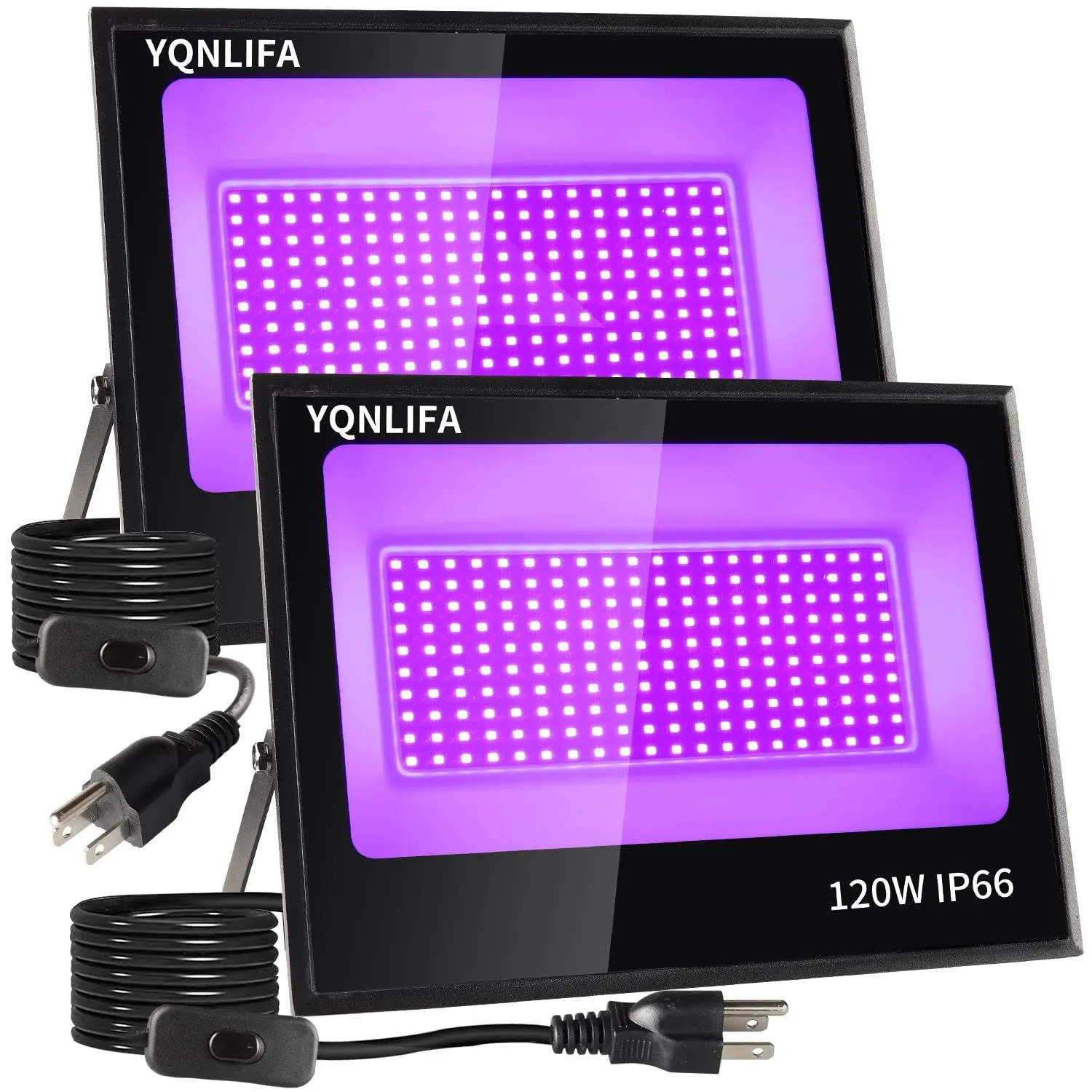 YQNLIFA 2 Pack 120W LED Black Lights, Blacklight Flood Light for Halloween De...