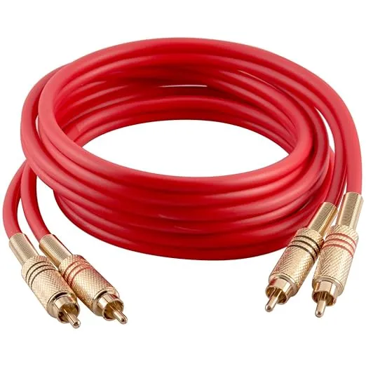 Seismic Audio Speakers Premium 6 Foot Dual RCA Male To Dual RCA Male Audio Patch Cables, 2RCA to 2RCA Audio Cord, Red