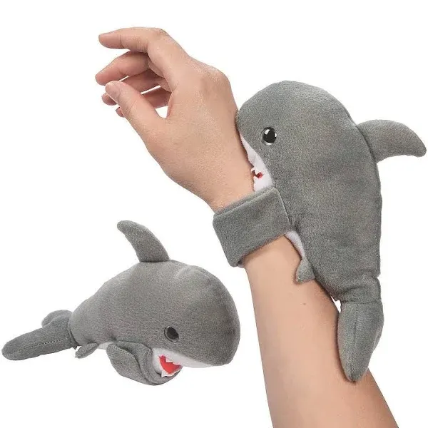 Fun Express 9" Hugging Stuffed White Shark Slap Bracelets - Fun Ocean-Themed Jewelry for Kids - Perfect for VBS, Parties, and Events - 12 Pieces