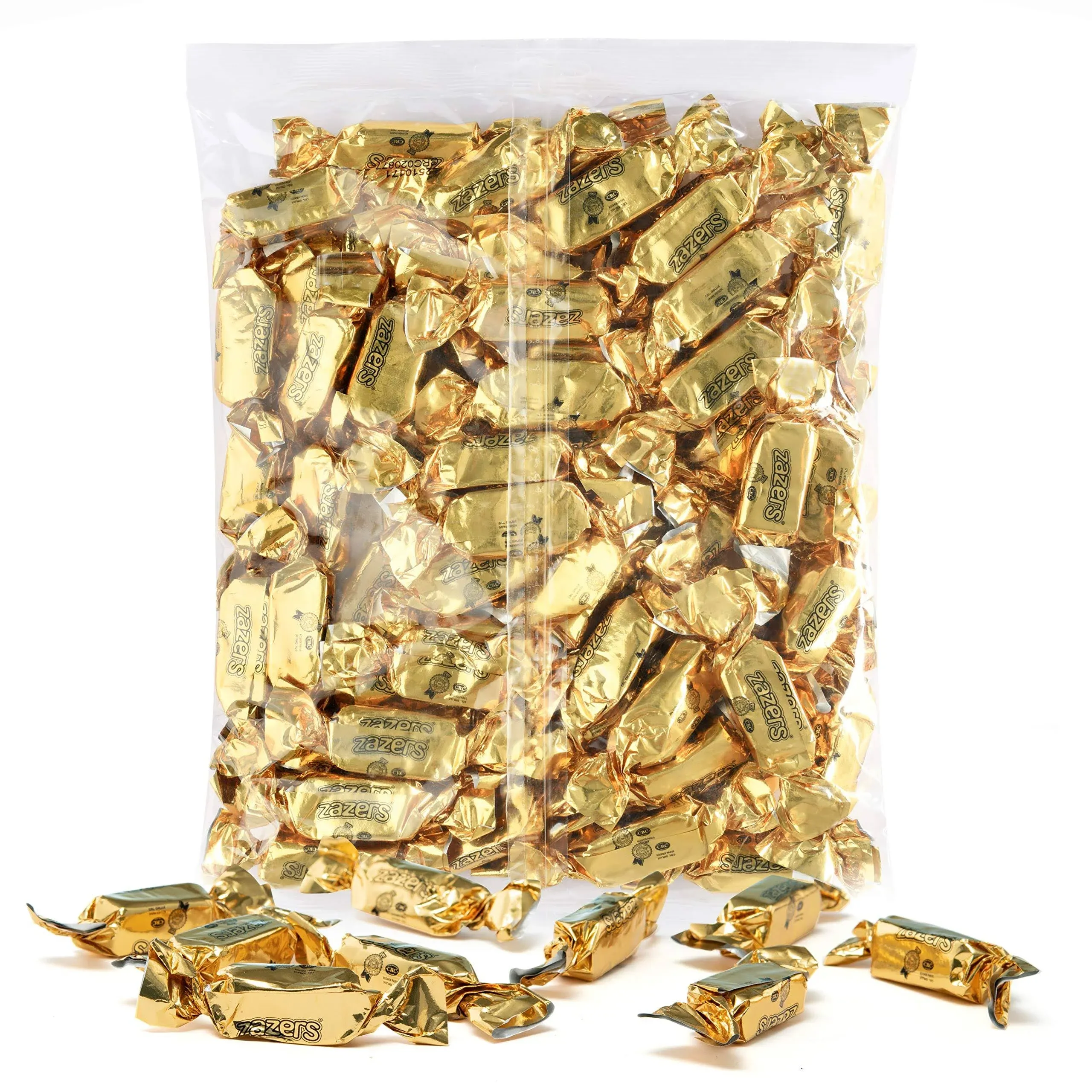 Gold Foils Chewy Filled Sweet and Sour Candy, 1-Pound Bag of Gold Color Themed Kosher Candies Individually Wrapped Passion Fruit-Flavored Taffies (NET WT 454g, About 112 Pieces)