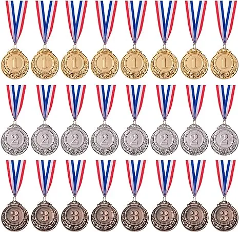 Favide 24 Pieces Gold Silver Bronze Award Medals-Winner Medals Gold Silver Bronze Prizes for Competitions, Party,Olympic Style, 2 Inches