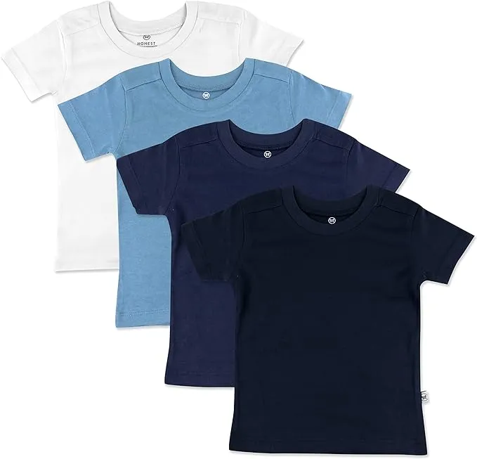 HonestBaby Multipack Short Sleeve T-Shirt Tee 100% Organic Cotton Infant Baby, Toddler, Little Kids Boys, Girls, Unisex