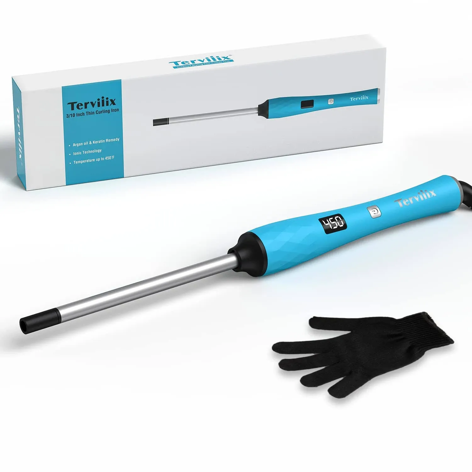 Terviiix Small Curling Wand Iron, 9mm Thin Curling Iron Wand for Short &amp; Long H