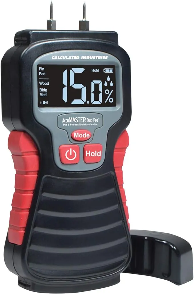 Calculated Industries 7440 AccuMASTER XT Digital Moisture Meter | Handheld |Pin Type | Backlit LCD Display | Detects Leaks, Damp and Moisture in Wood, Walls, Ceilings, Carpet and Firewood