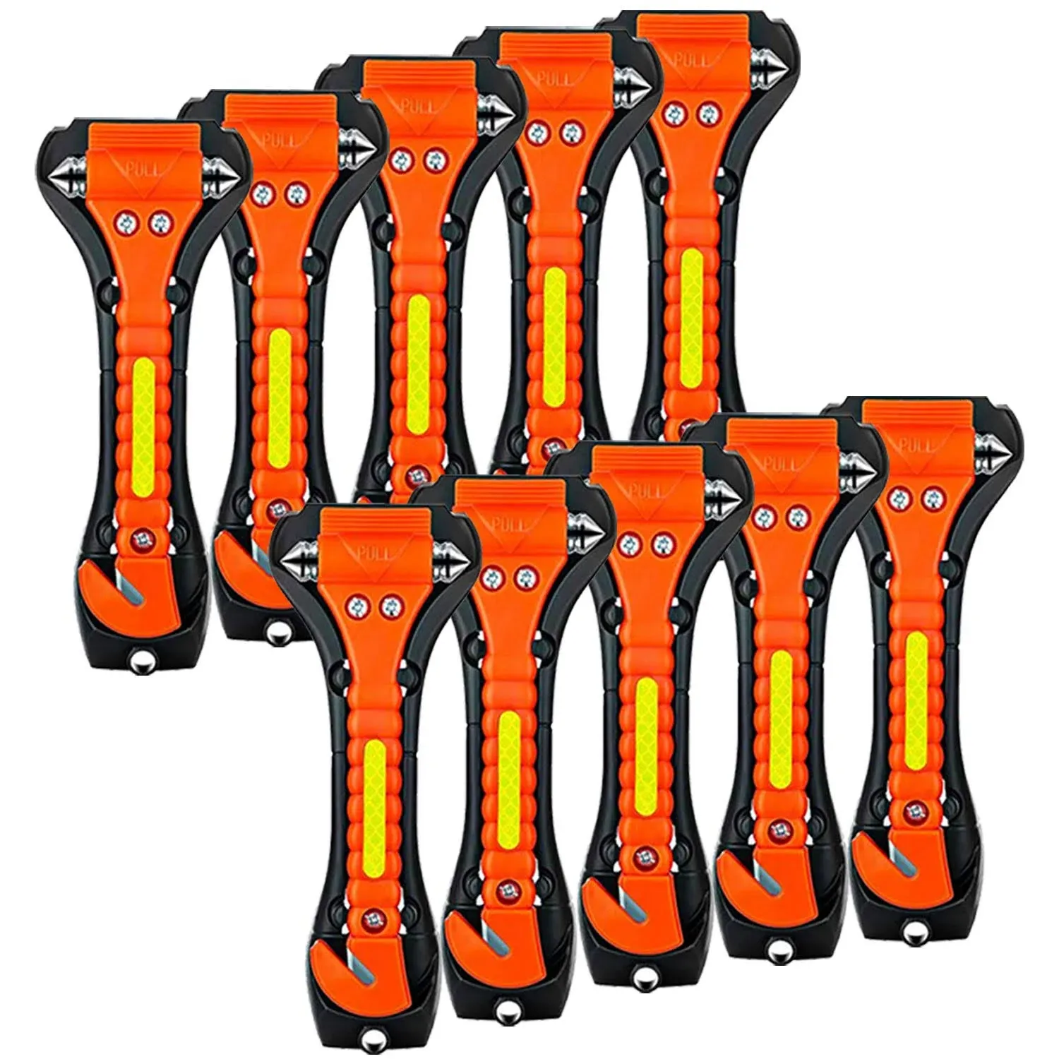 Safety Hammer, 10 Pack Car Emergency Escape Tool Car Window Breaker and Seat Belt Cutter with Light Reflective Tape for Family Car Life Saving Survival Kit