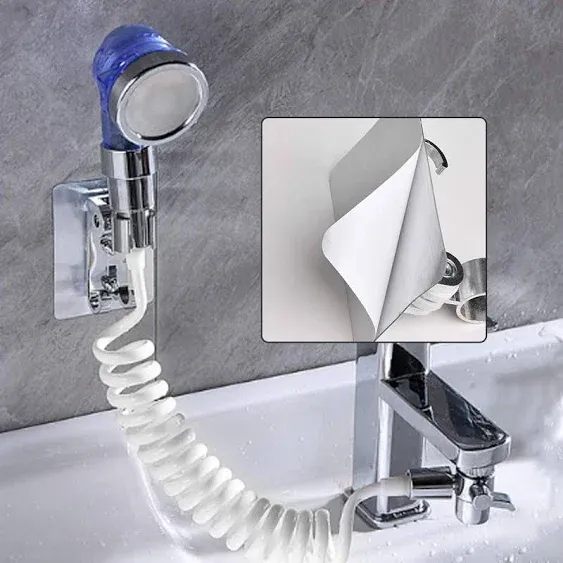 Supkiir Sink Faucet Sprayer Attachment, Bathroom Faucet Rinser Set with Recoil Hose for Hair Hand Washing Shower, Bathtub Utility Room, Laundry Tub