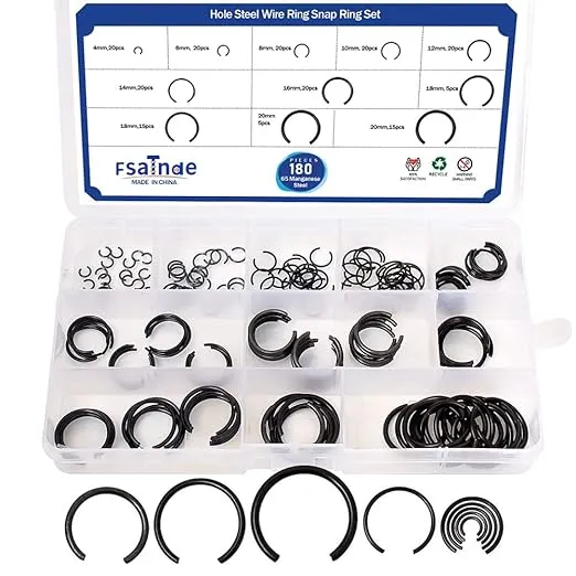 GB895.1 65Mn Φ4-Φ20 Hole Steel Wire Ring Snap Ring Set,Bearing Stop Ring Assortm