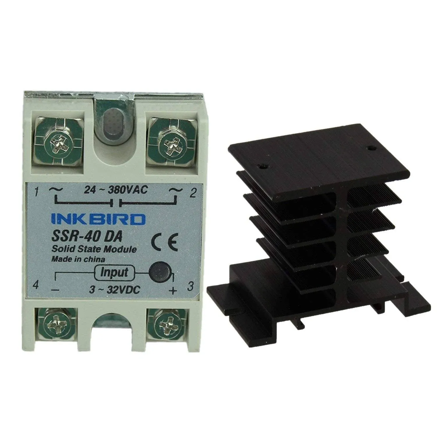 Inkbird Solid State Relay 40DA DC SSR Black Heat Sink for PID Thermostat